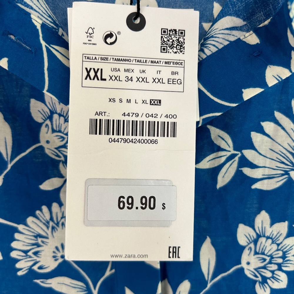 NWT Sarai Blue and White Floral Dress Size XXL - Picture 4 of 5
